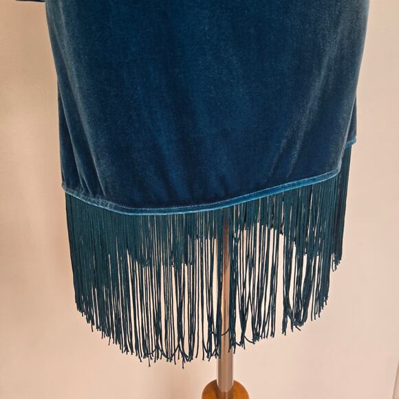 Chico's Velvet Duster Kimono Whimsigoth Fringed 20s Flapper Beaded Women Small P - Picture 9 of 13